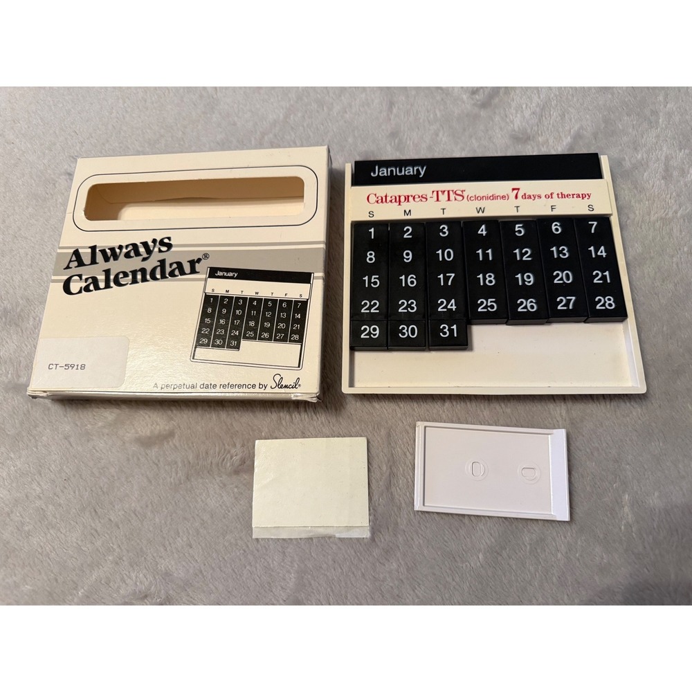 Vintage Slencil Always Calendar Catapres-TTS Clonidine Perpetual MCM Desk